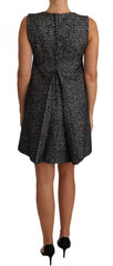 Dolce & Gabbana Gray Houndstooth Floral Appliqué Shift Mini Dress - IT40|S - Dresses