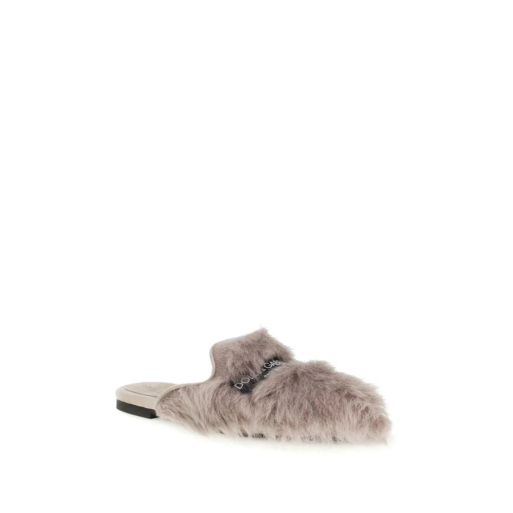 Dolce & Gabbana gråa lammulls-sandaler