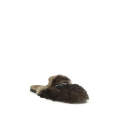 Dolce & Gabbana Šedé beránčí papuče Ovis Aries Aries