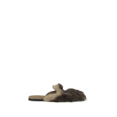 Dolce & Gabbana Šedé beránčí papuče Ovis Aries Aries