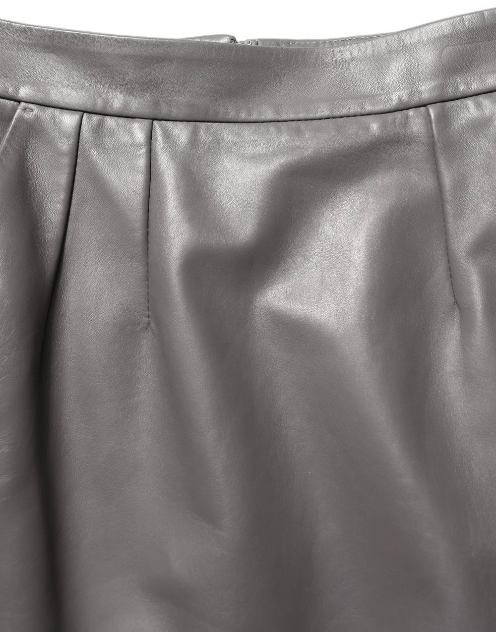 Dolce & Gabbana Gray Leather High Waist Pencil Cut Midi Skirt - IT40|S