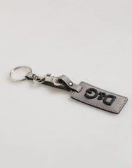 Dolce & Gabbana Gray Leather Logo Metal Ring Keychain Holder Men Keyring - Keychains