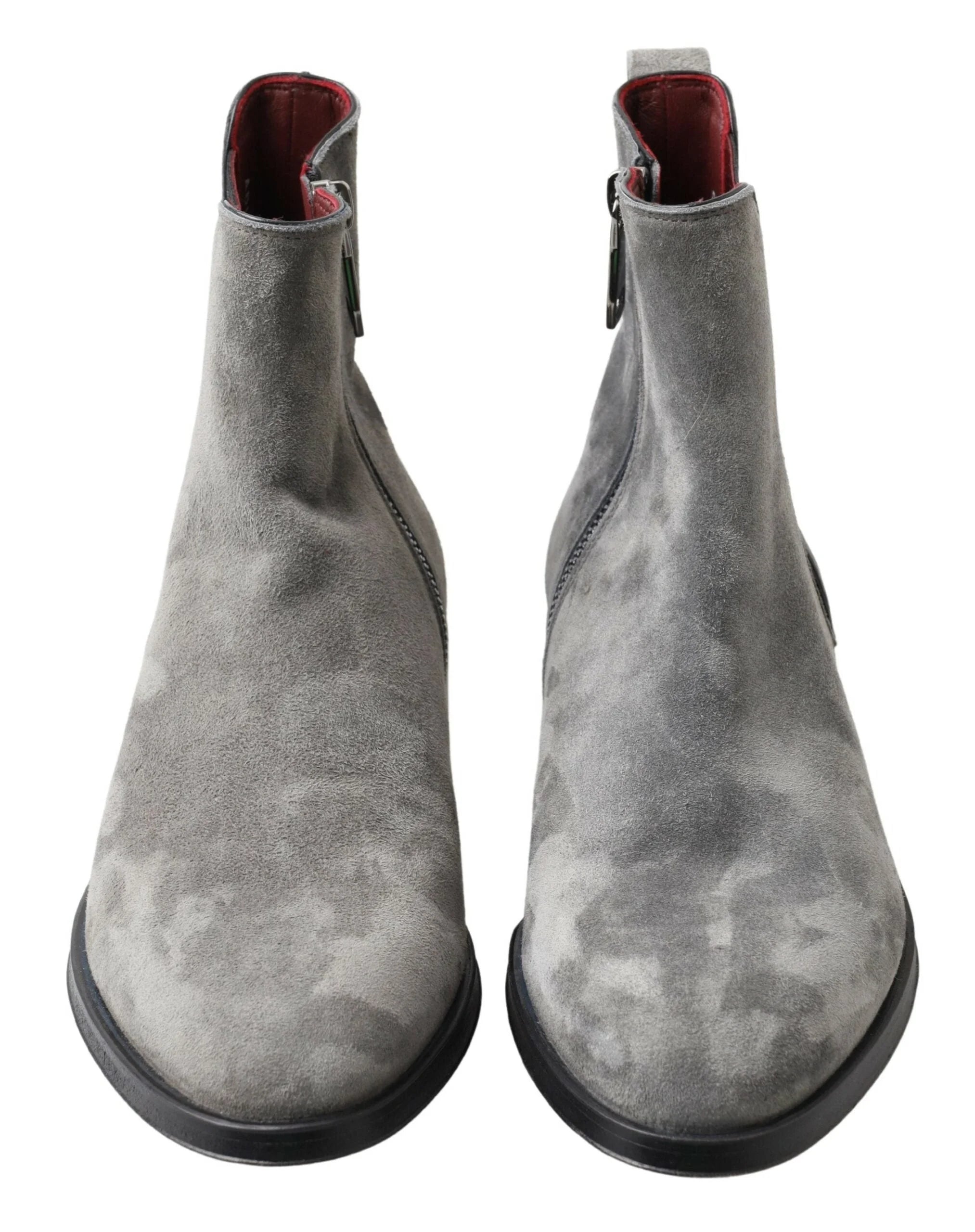 Dolce & Gabbana Gray Leather Men Ankle Boots Shoes - EU39/US6
