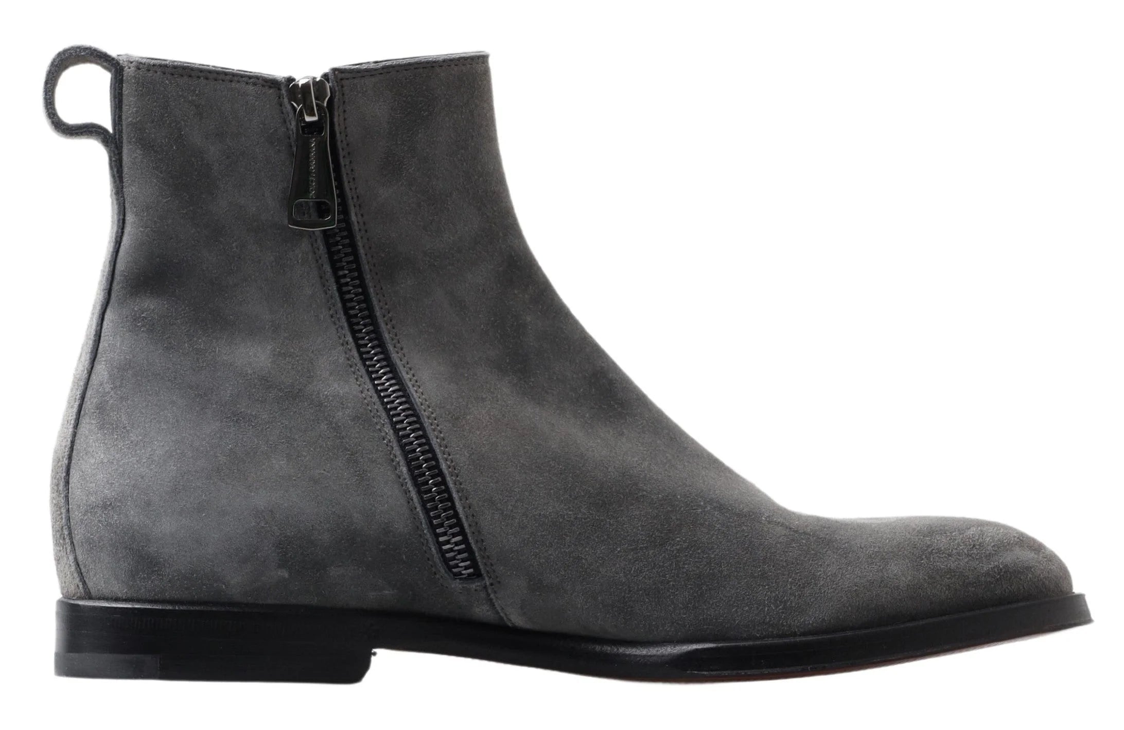 Dolce & Gabbana Gray Leather Men Ankle Boots Shoes - EU39/US6