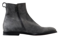 Dolce & Gabbana Gray Leather Men Ankle Boots Shoes - EU39/US6