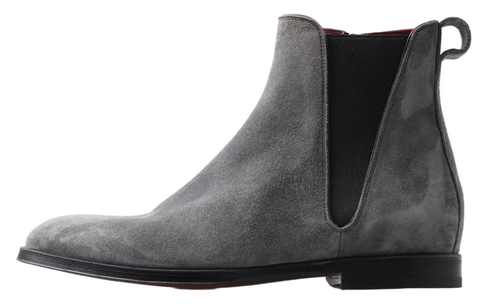 Dolce & Gabbana Gray Leather Men Ankle Boots Shoes - EU39/US6