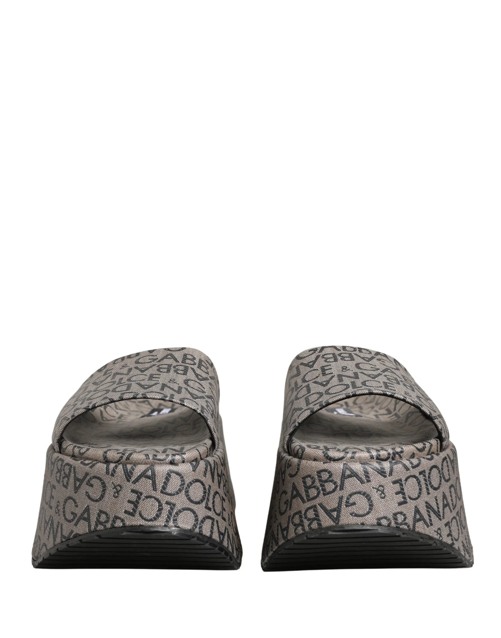 Dolce & Gabbana Gray Leather Monogram Logo Sandals Shoes - EU44/US11