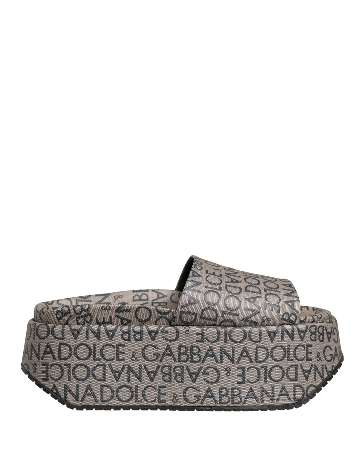 Dolce & Gabbana Gray Leather Monogram Logo Sandals Shoes - EU44/US11