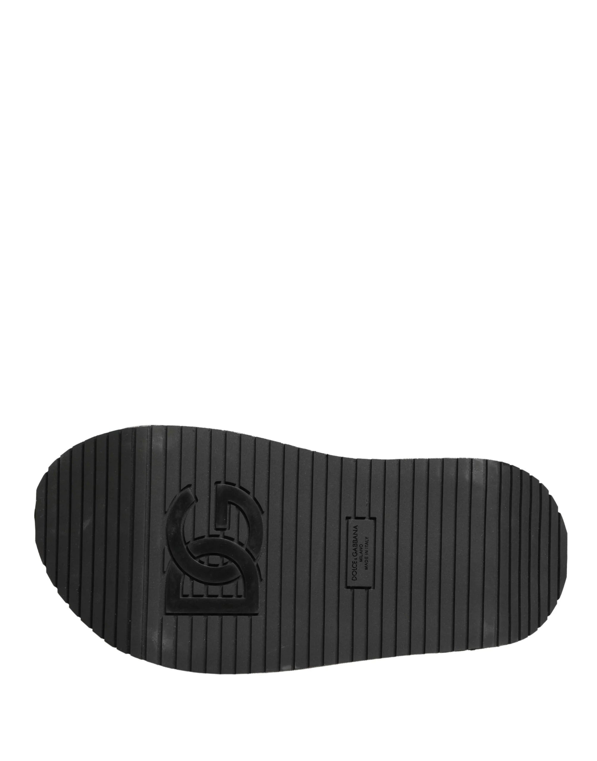 Dolce & Gabbana Gray Leather Monogram Logo Sandals Shoes - EU44/US11