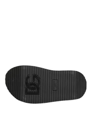 Dolce & Gabbana Gray Leather Monogram Logo Sandals Shoes - EU44/US11
