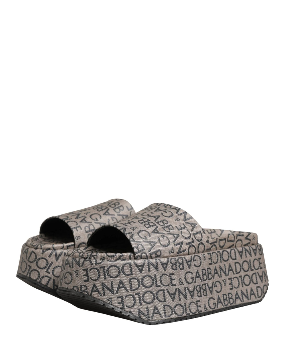 Dolce & Gabbana Gray Leather Monogram Logo Sandals Shoes - EU44/US11