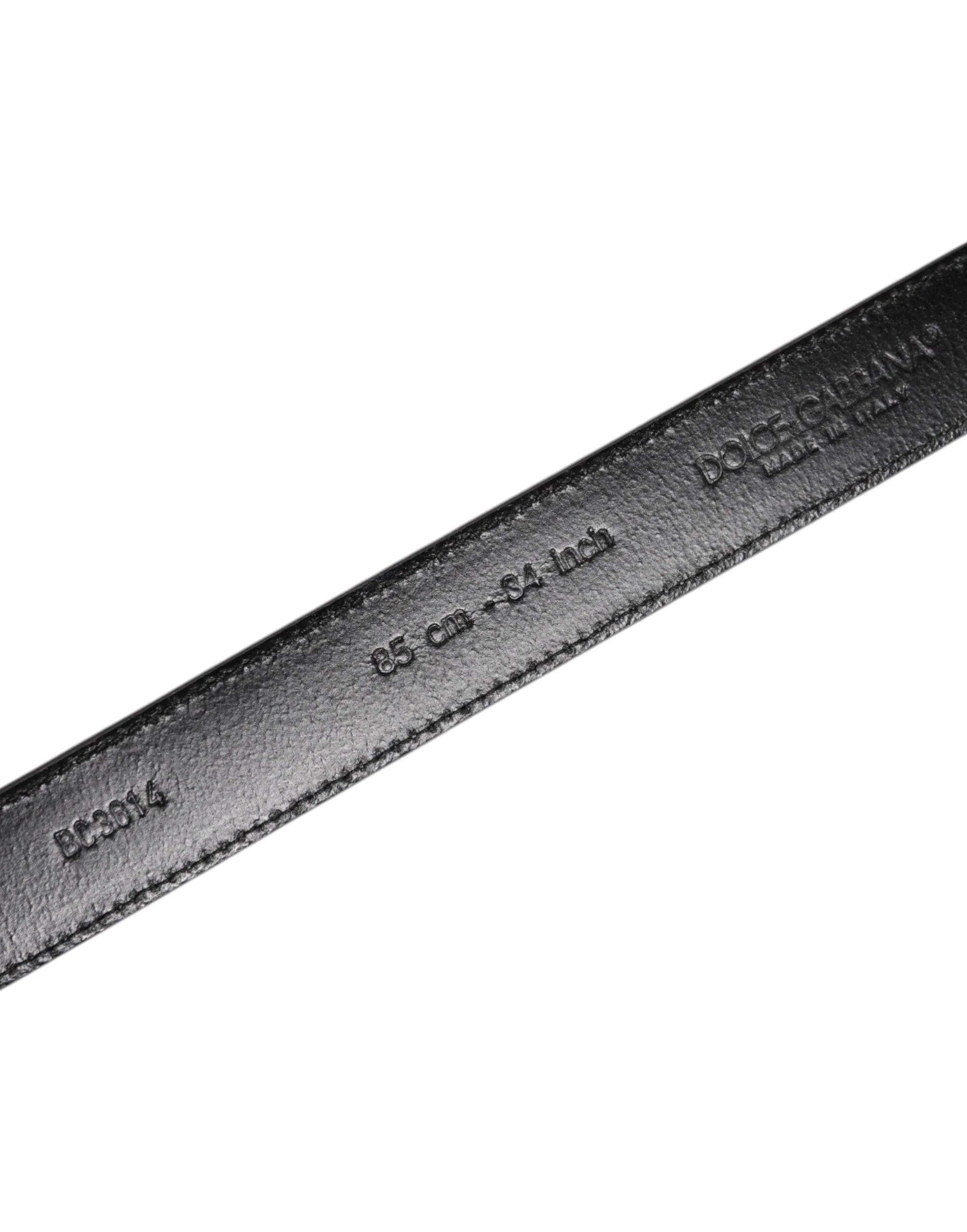 Dolce & Gabbana Gray Leather Silver Tone Metal Buckle Belt - Belts