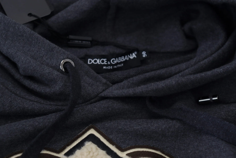 Dolce & Gabbana Gray Logo Cotton Hooded Sweatshirt Sweater - IT50 | L - Hoodies