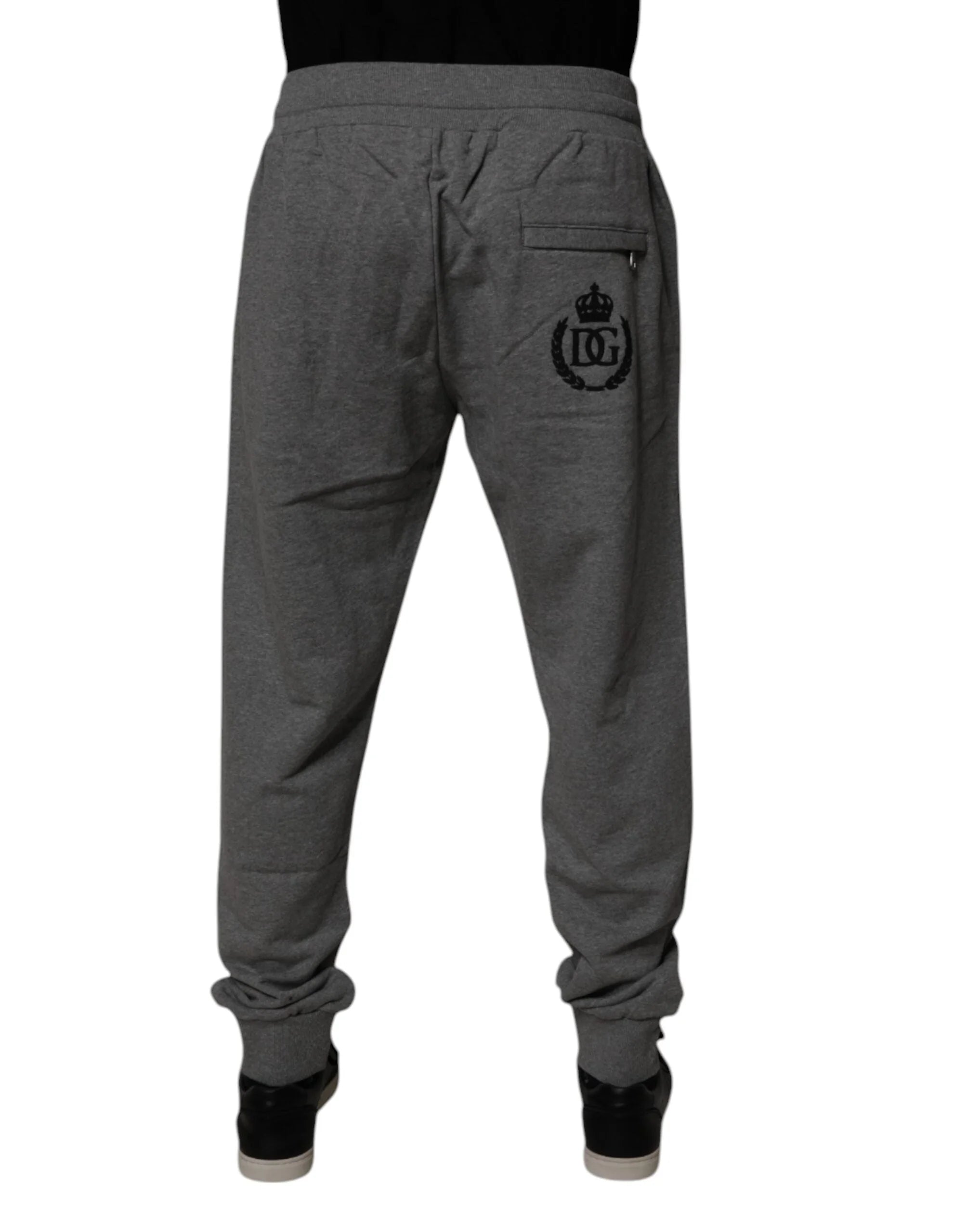 Dolce & Gabbana Gray Logo Cotton Jogger Men Sweatpants Pants - Joggers