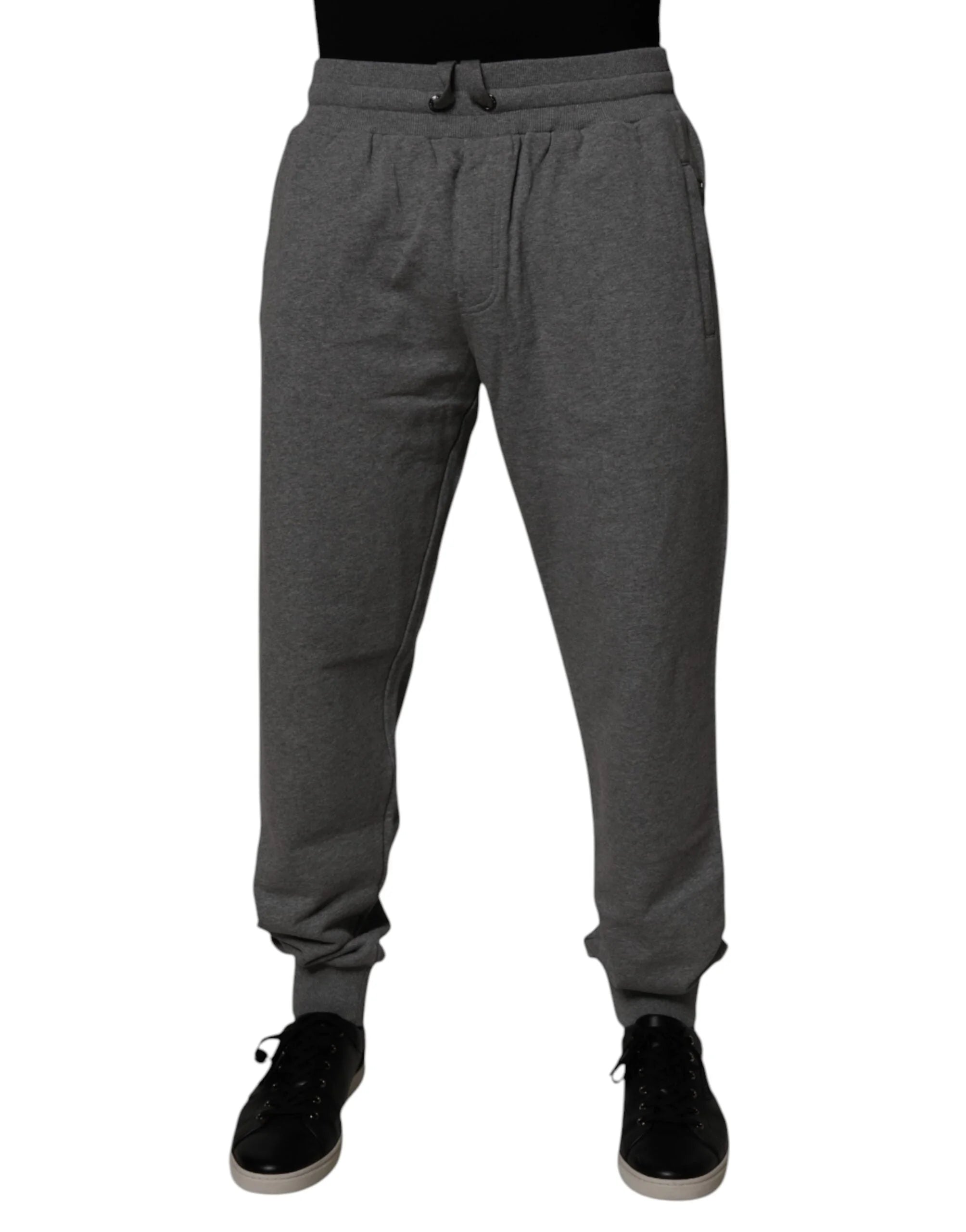 Dolce & Gabbana Gray Logo Cotton Jogger Men Sweatpants Pants - Joggers