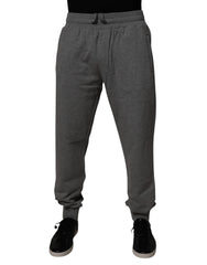 Dolce & Gabbana Gray Logo Cotton Jogger Men Sweatpants Pants - Joggers