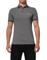 Dolce & Gabbana Gray Logo Embroidery Collared Polo T-shirt - IT44 | XS