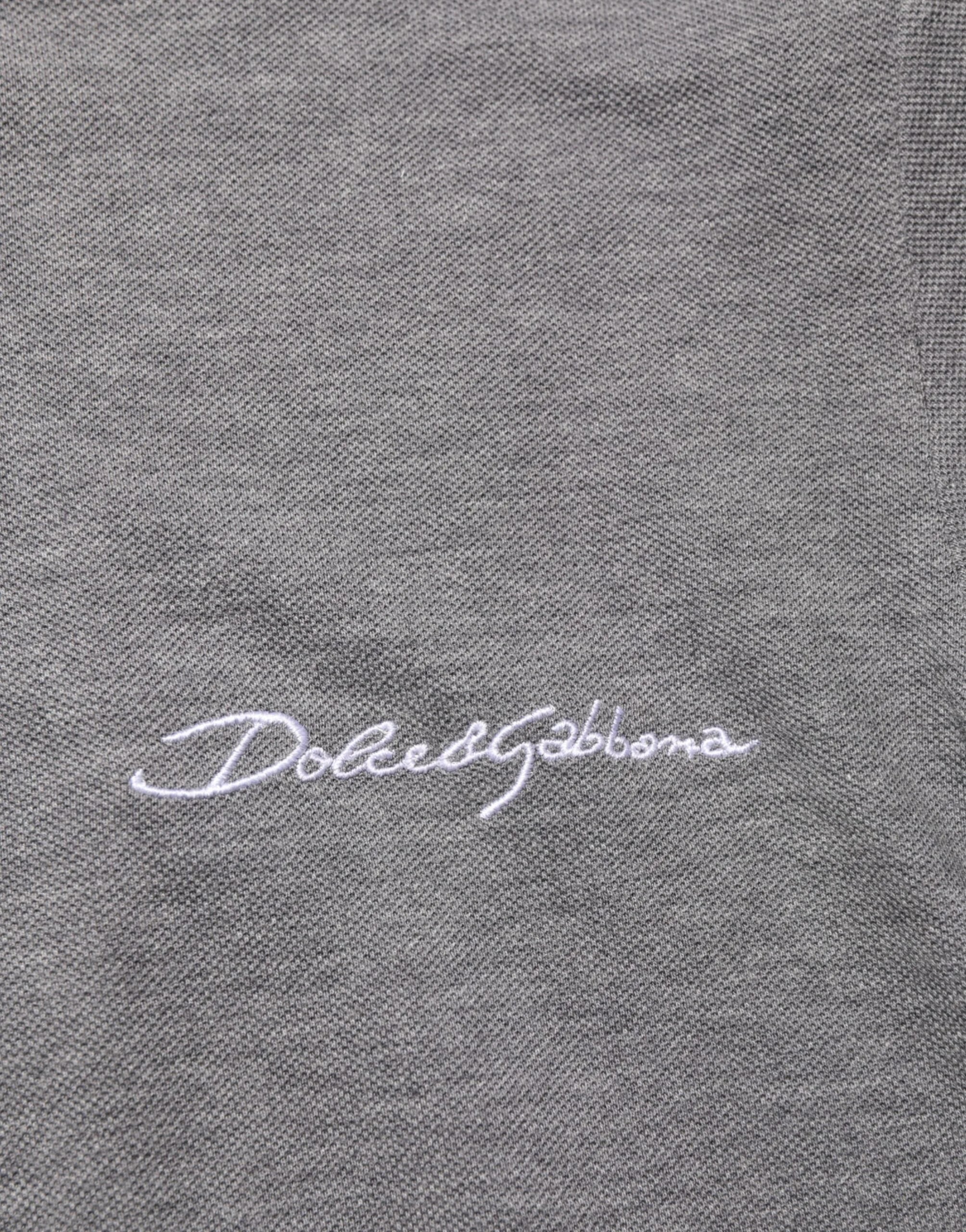 Dolce & Gabbana Gray Logo Embroidery Collared Polo T-shirt - IT44 | XS