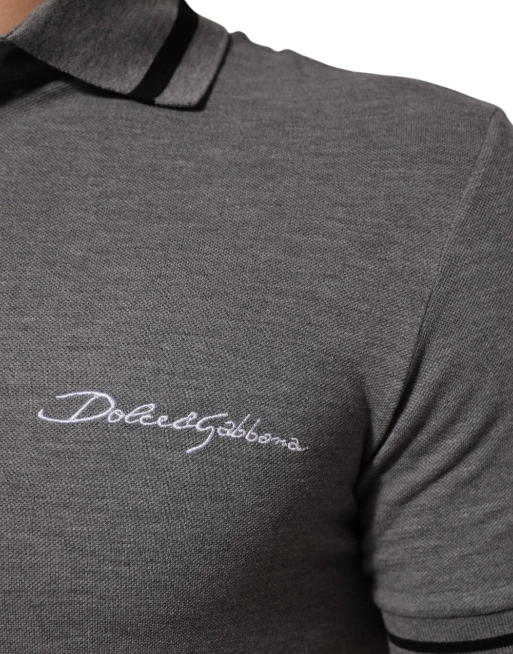 Dolce & Gabbana Gray Logo Embroidery Collared Polo T-shirt - IT44 | XS - Polos