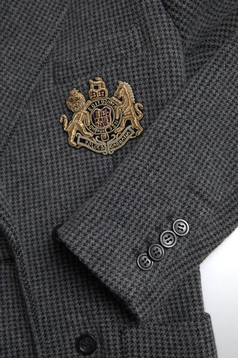 Dolce & Gabbana Gray Logo Embroidery Double Breasted Blazer - IT48 | M - Sport Jackets