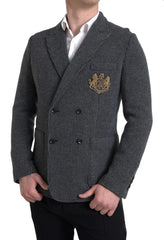 Dolce & Gabbana Gray Logo Embroidery Double Breasted Blazer - IT48 | M - Sport Jackets