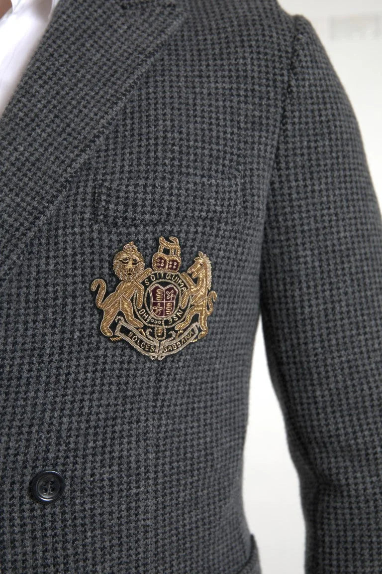 Dolce & Gabbana Gray Logo Embroidery Double Breasted Blazer - IT48 | M - Sport Jackets