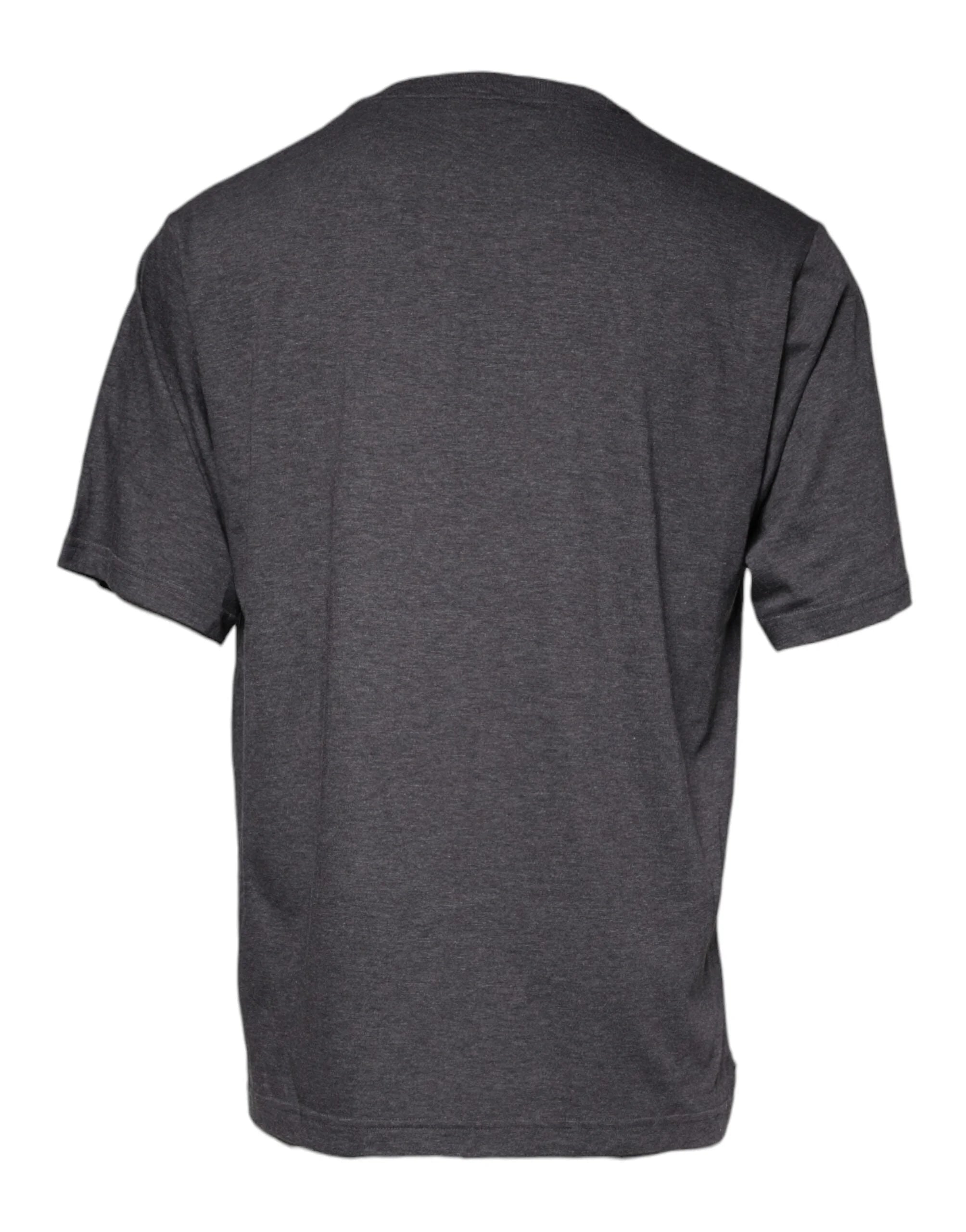 Dolce & Gabbana Gray Logo Patch Cotton Crew Neck T-shirt - IT54 | XL - T-Shirts