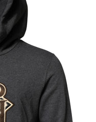 Dolce & Gabbana Gray Logo Patch Hooded Sweatshirt Sweater - IT46 | S - Hoodies