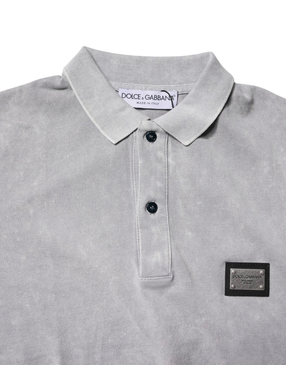 Dolce & Gabbana Gray Logo Plaque Cotton Men Polo Shirt T-shirt - IT46 | S - Polos