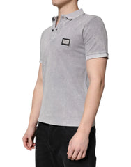 Dolce & Gabbana Gray Logo Plaque Cotton Men Polo Shirt T-shirt - IT46 | S - Polos