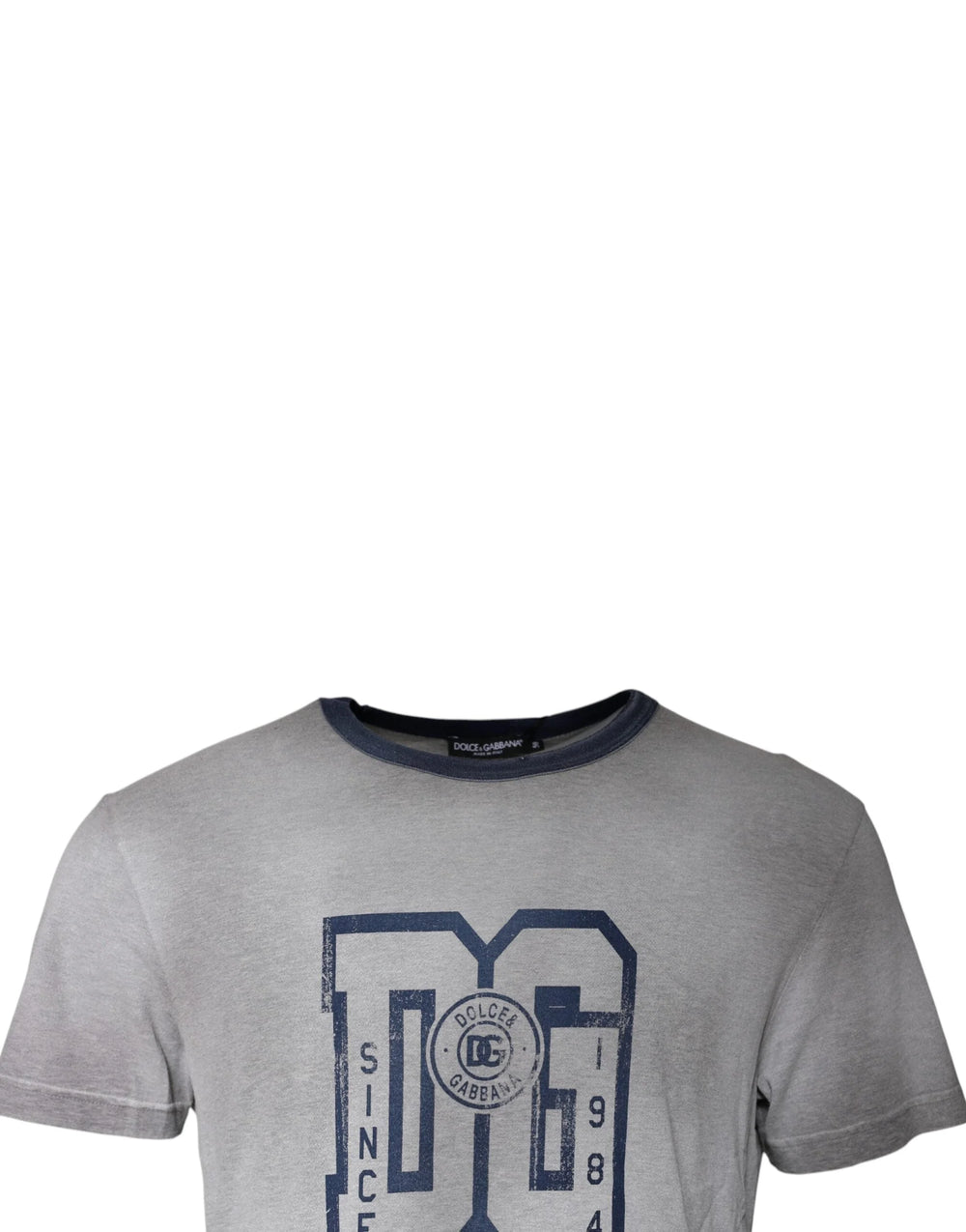 Dolce & Gabbana Gray Logo Print Cotton Crew Neck T-shirt - IT50 | L - T-Shirts