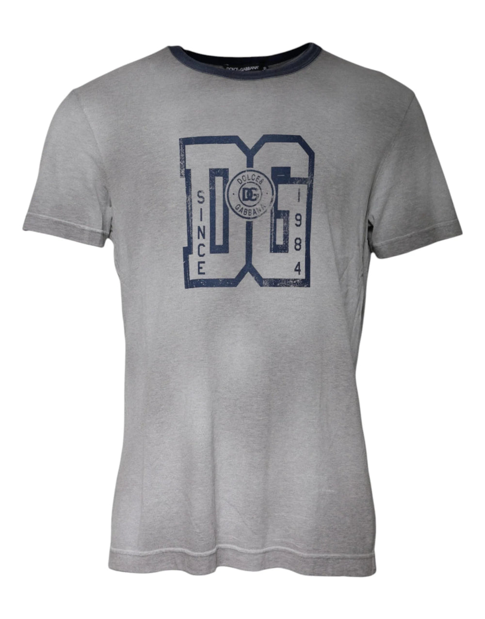 Dolce & Gabbana Gray Logo Print Cotton Crew Neck T-shirt - IT50 | L - T-Shirts