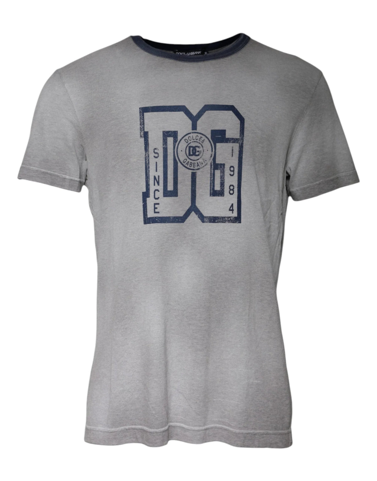 Dolce & Gabbana Gray Logo Print Cotton Crew Neck T-shirt - IT50 | L - T-Shirts