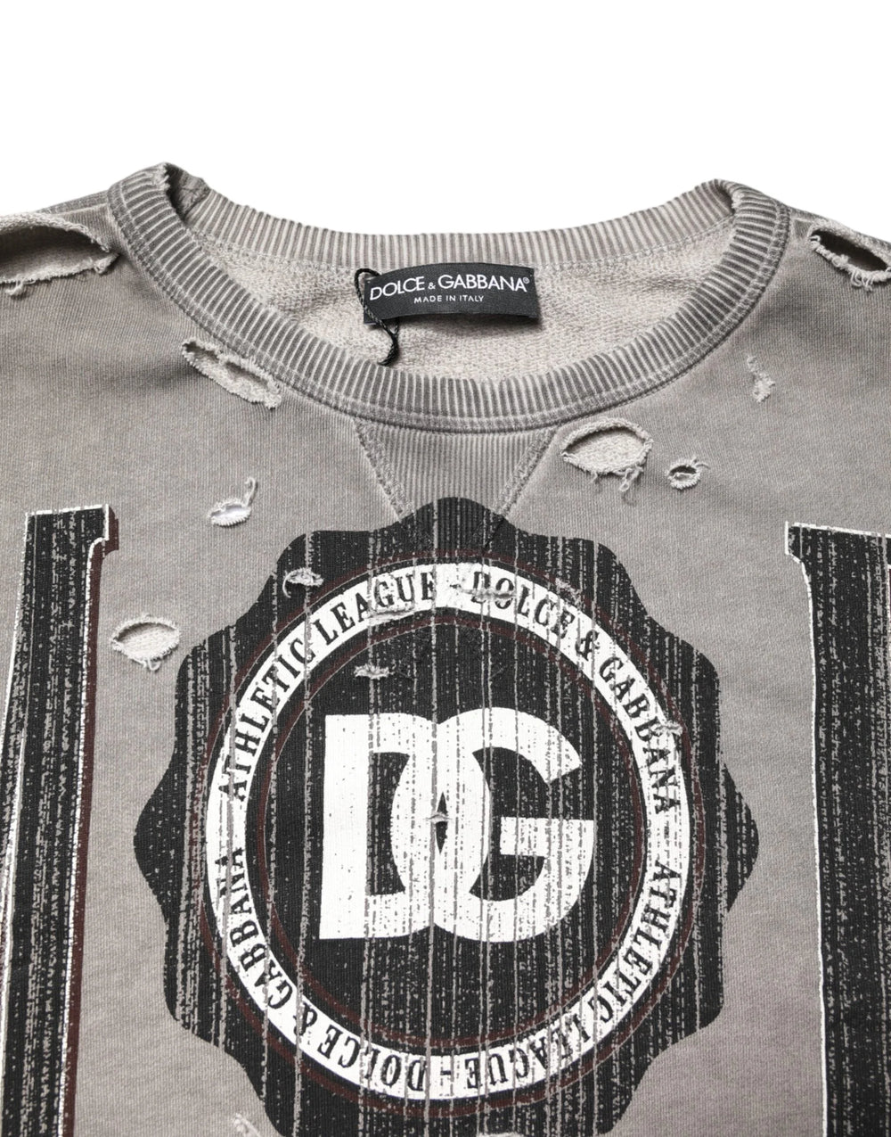 Dolce & Gabbana Gray Logo Print Crew Neck Pullover Sweater - IT48 | M - Sweaters