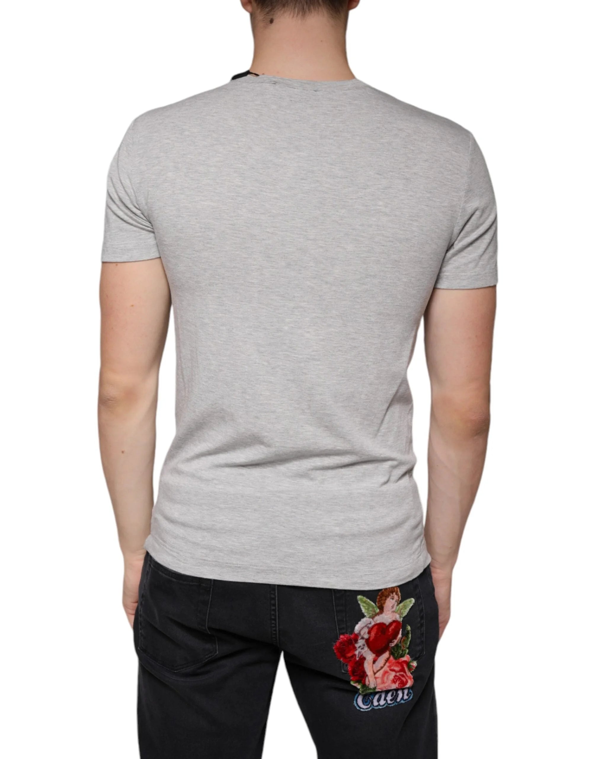 Dolce & Gabbana Gray Logo Print Crewneck Short Sleeve T-shirt - IT44 | XS - T-Shirts