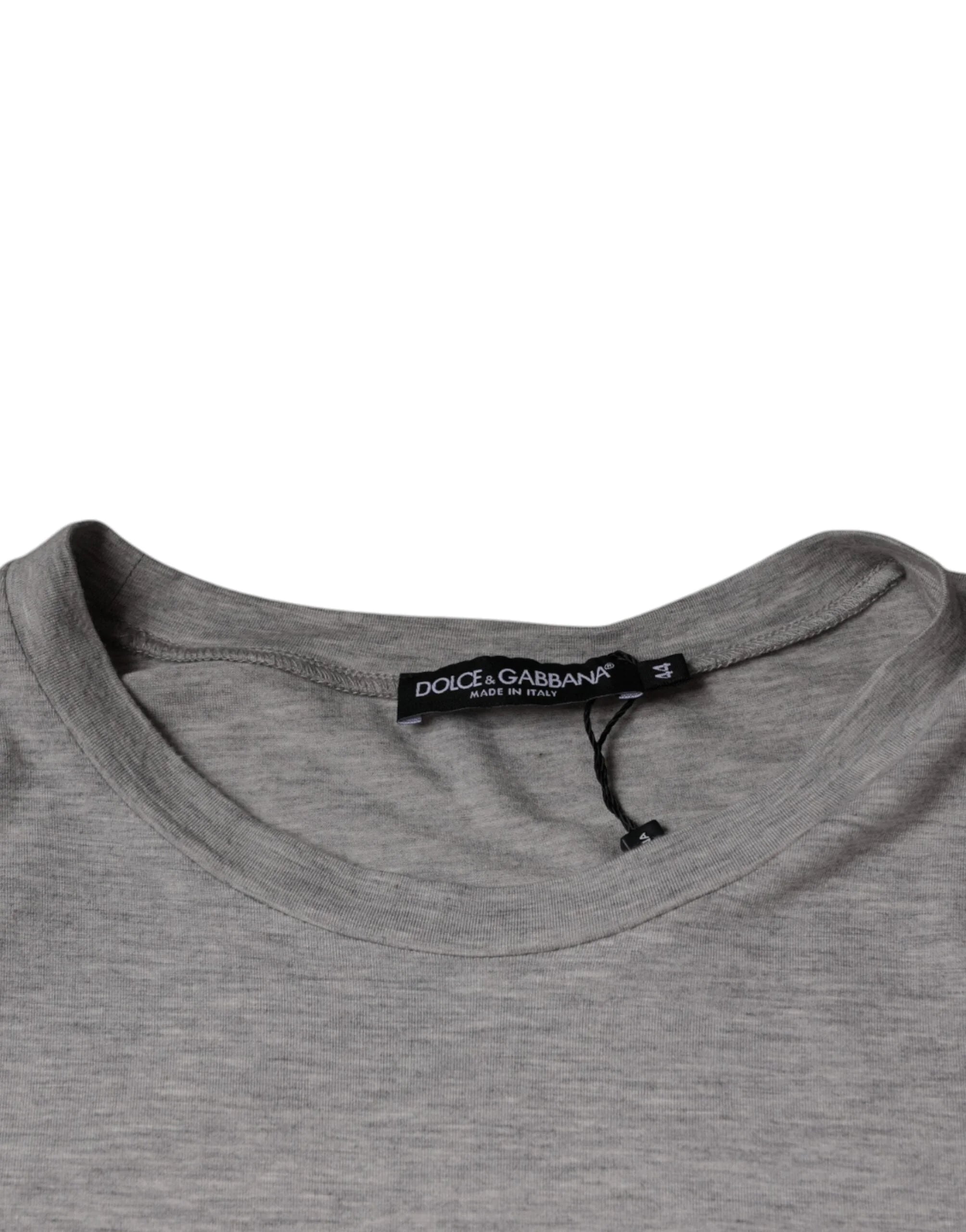 Dolce & Gabbana Gray Logo Print Crewneck Short Sleeve T-shirt - IT44 | XS - T-Shirts