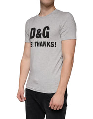 Dolce & Gabbana Gray Logo Print Crewneck Short Sleeve T-shirt - IT44 | XS - T-Shirts