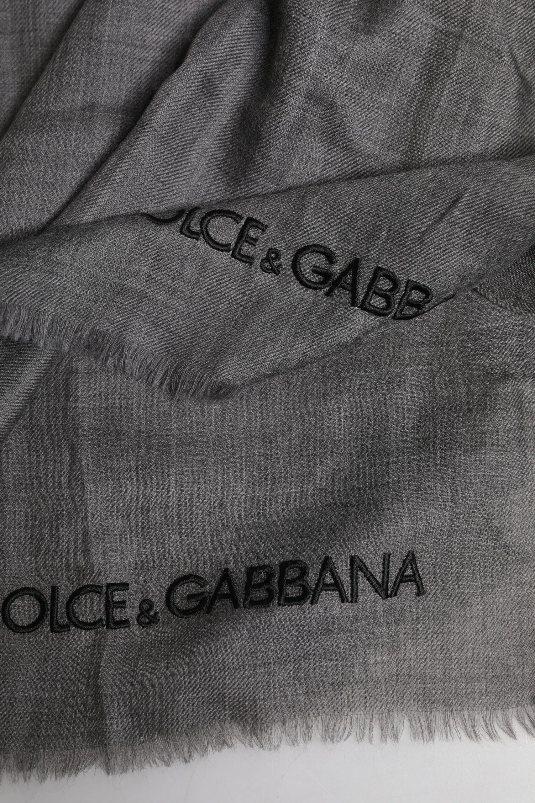 Eșarfă din bumbac gri cu imprimeu logo Dolce & Gabbana