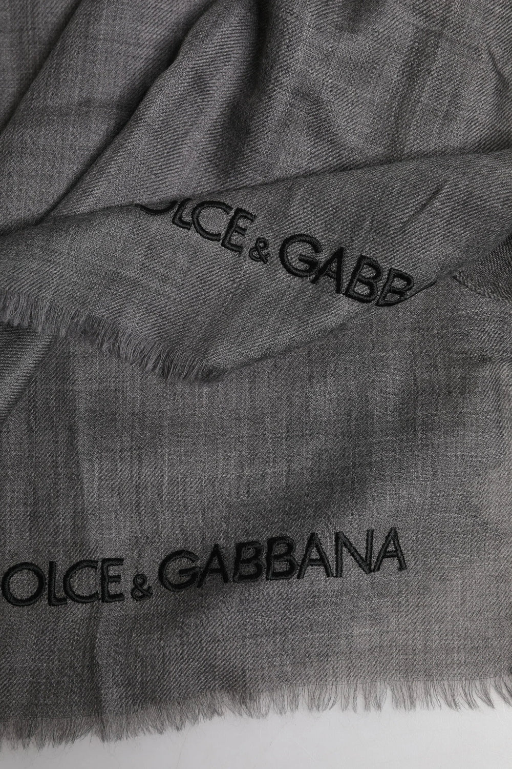 Eșarfă din bumbac gri cu imprimeu logo Dolce & Gabbana