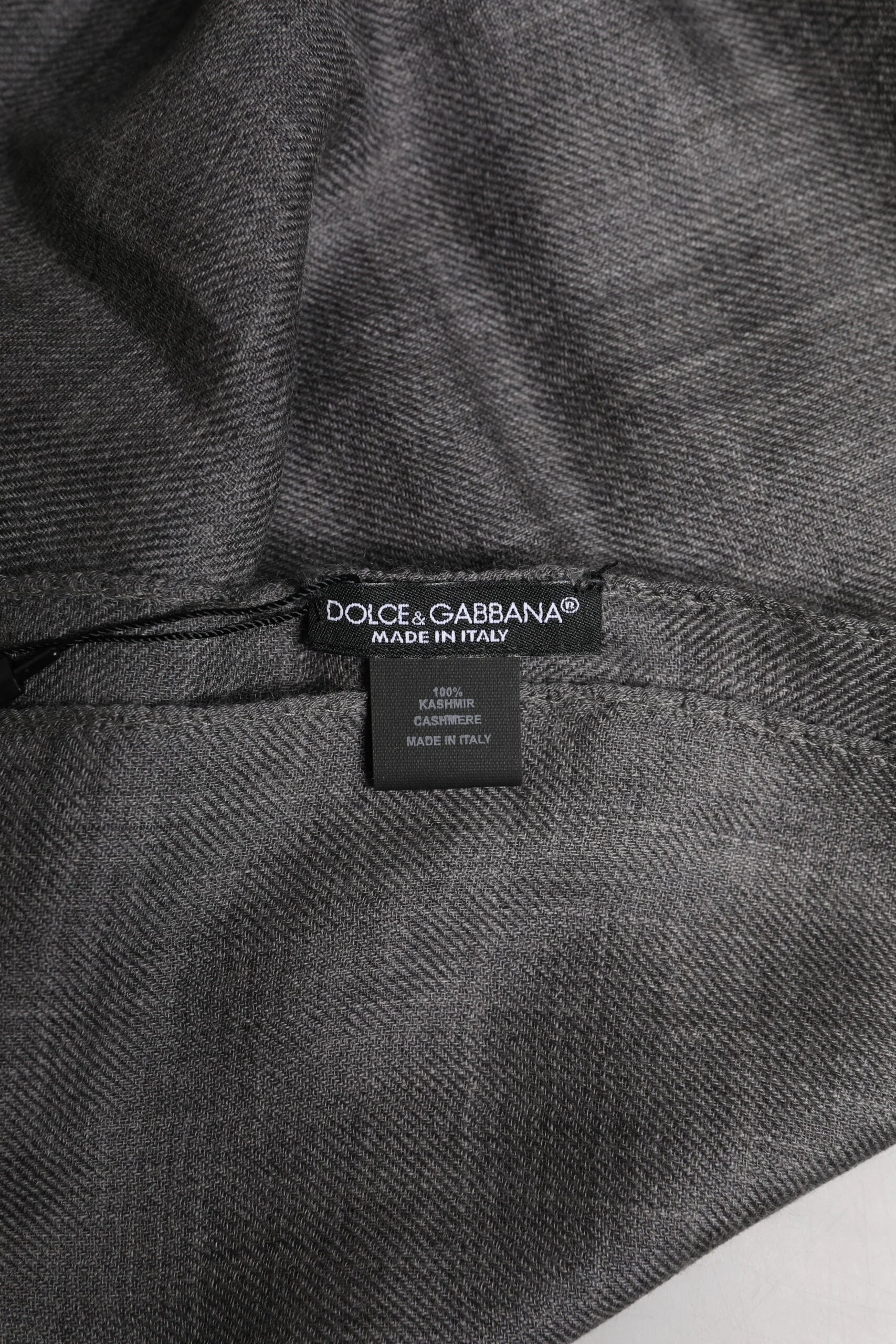 Eșarfă din bumbac gri cu imprimeu logo Dolce & Gabbana