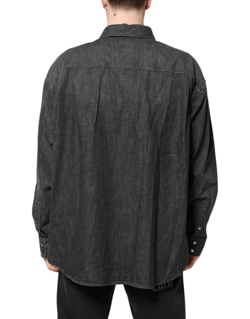 Dolce & Gabbana Gray Long Sleeves Button Down Denim Shirt - Shirts