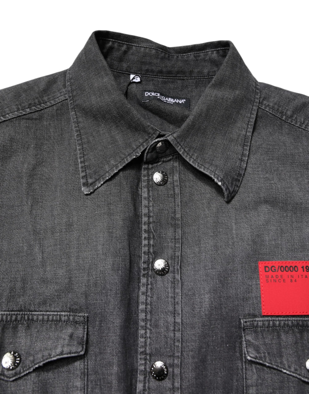 Dolce & Gabbana Gray Long Sleeves Button Down Denim Shirt - Shirts