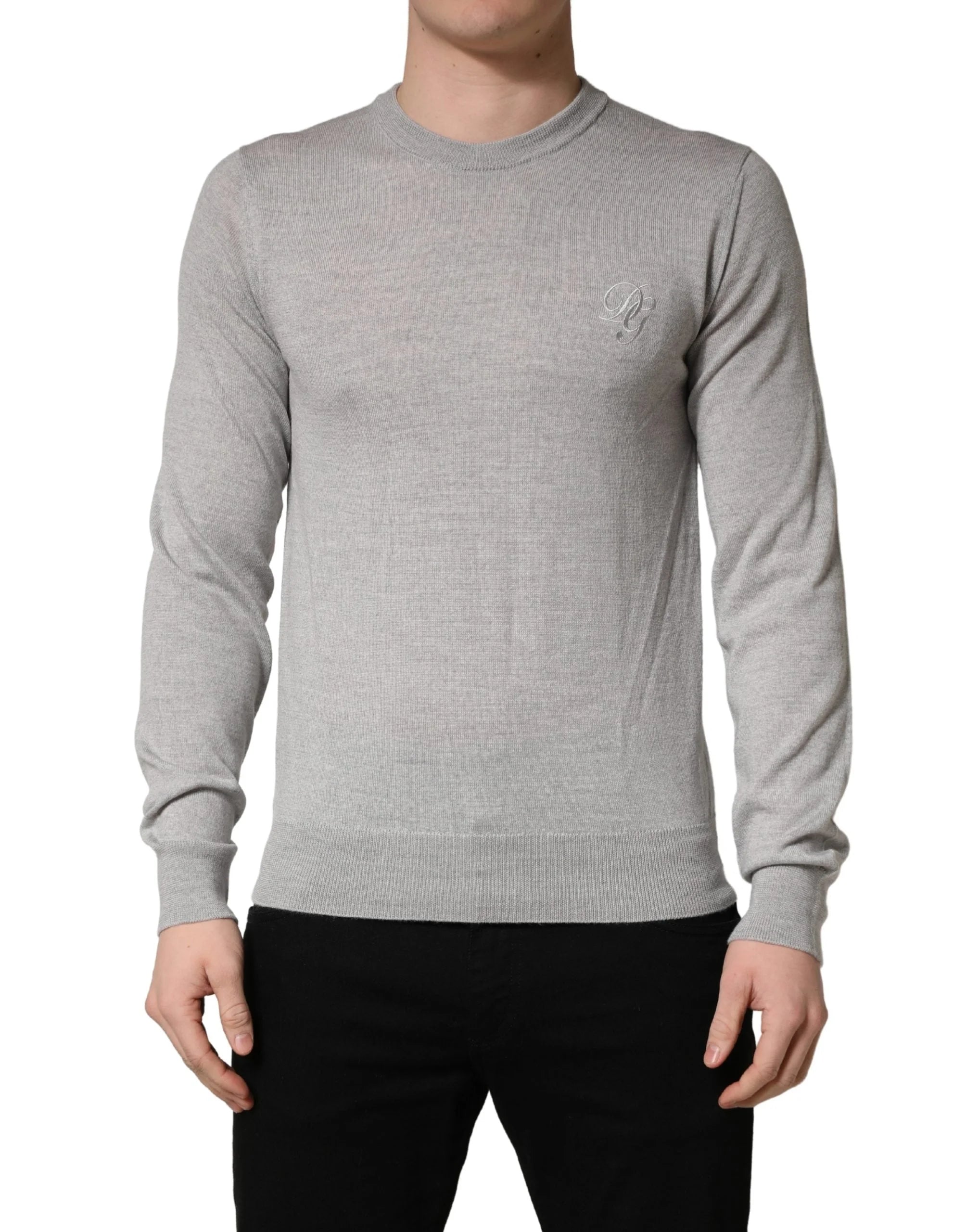 Dolce & Gabbana Gray Long Sleeves Crew Neck Pullover Sweater - IT46 | S