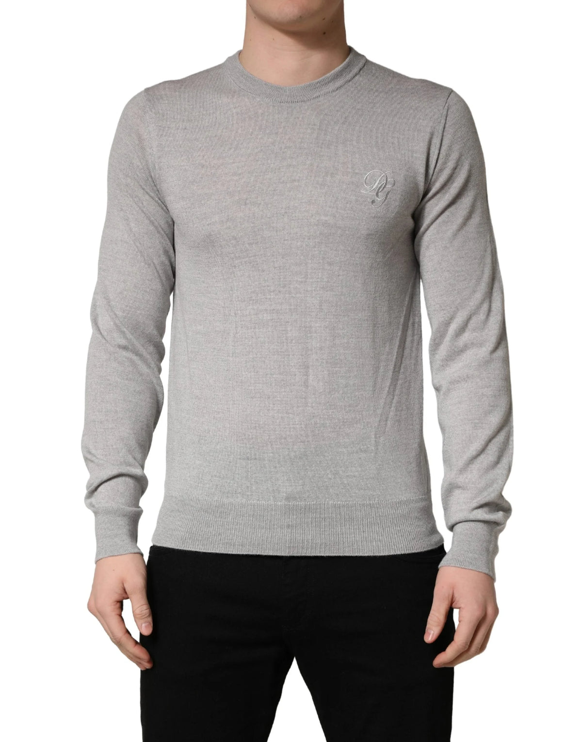 Dolce & Gabbana Gray Long Sleeves Crew Neck Pullover Sweater - IT46 | S