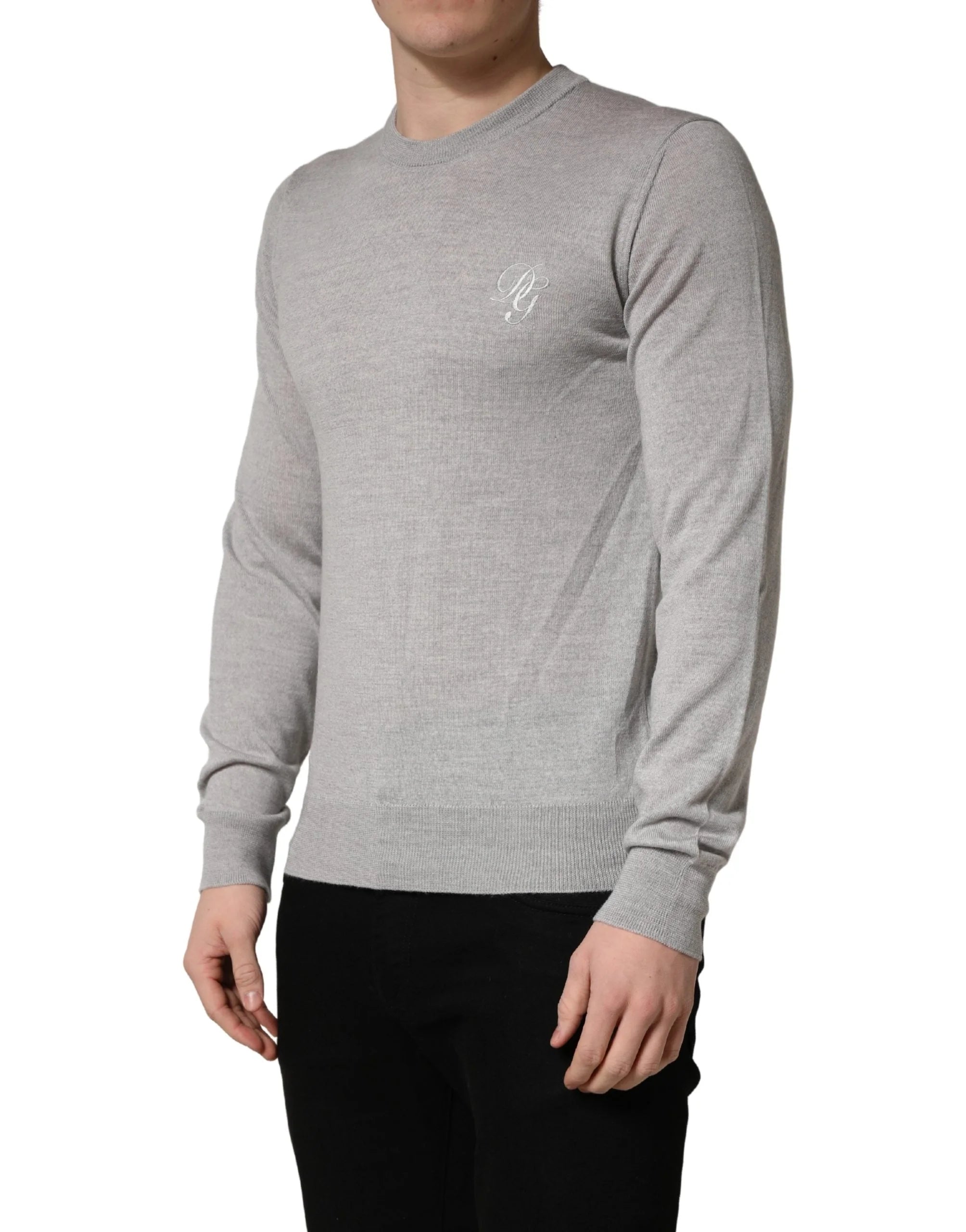 Dolce & Gabbana Gray Long Sleeves Crew Neck Pullover Sweater - IT46 | S