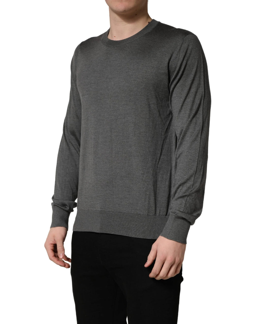 Dolce & Gabbana Gray Long Sleeves Crew Neck Pullover Sweater - IT52 | XL