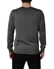 Dolce & Gabbana Gray Long Sleeves Crew Neck Pullover Sweater - IT52 | XL