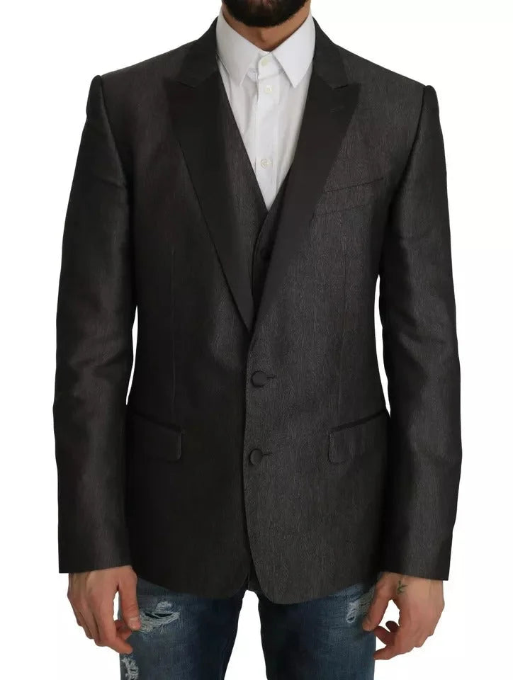 Dolce & Gabbana Gray MARTINI 2 Piece Vest Coat Blazer - IT50 | L - Sport Jackets