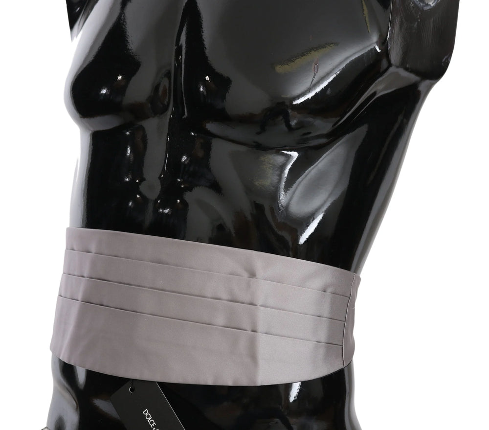Dolce & Gabbana Gray Men Waist Belt 100% Silk Cummerbund - Suspenders
