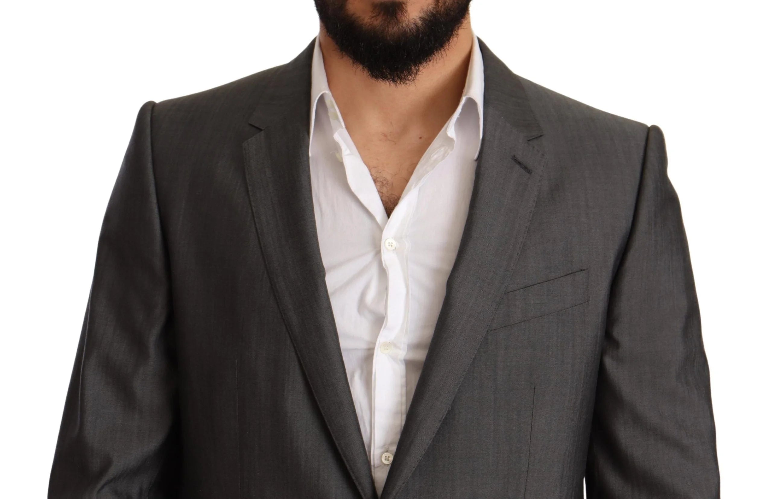 Dolce & Gabbana Gray Metallic MARTINI Slim Fit Set Suit - Pant Suits